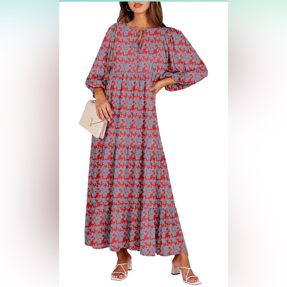 Floral Red and Blue Women's Dress